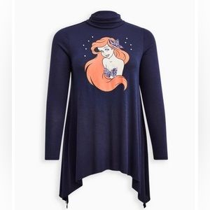 Torrid, Size 3 - Mock Neck Top w/ Pearls, Little Mermaid